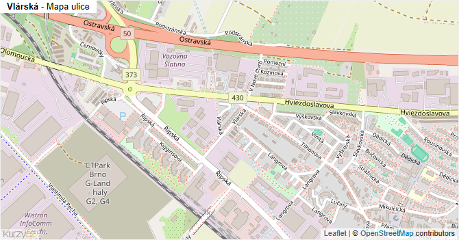 Vlárská - mapa ulice