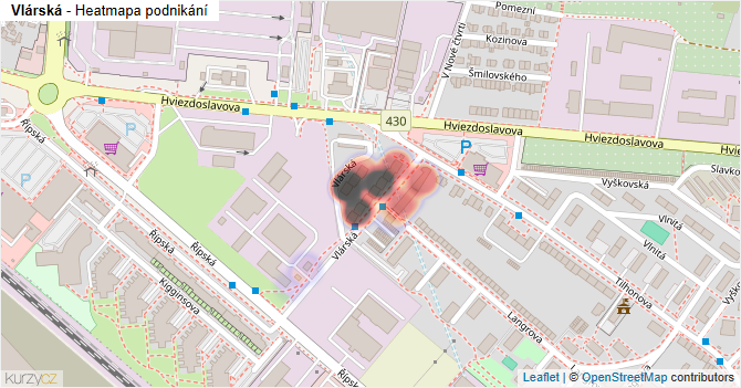 Vlárská - mapa podnikání