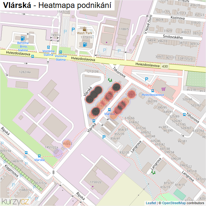 Mapa Vlárská - Firmy v ulici.