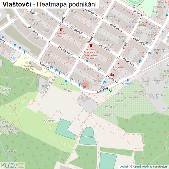 Mapa Vlaštovčí - Firmy v ulici.