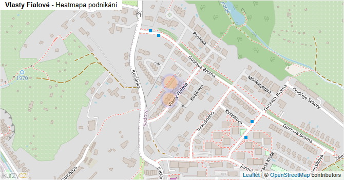 Vlasty Fialové - mapa podnikání