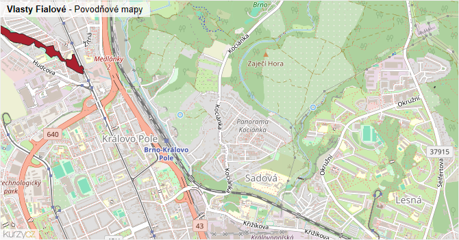 Vlasty Fialové - záplavové mapy stoleté vody