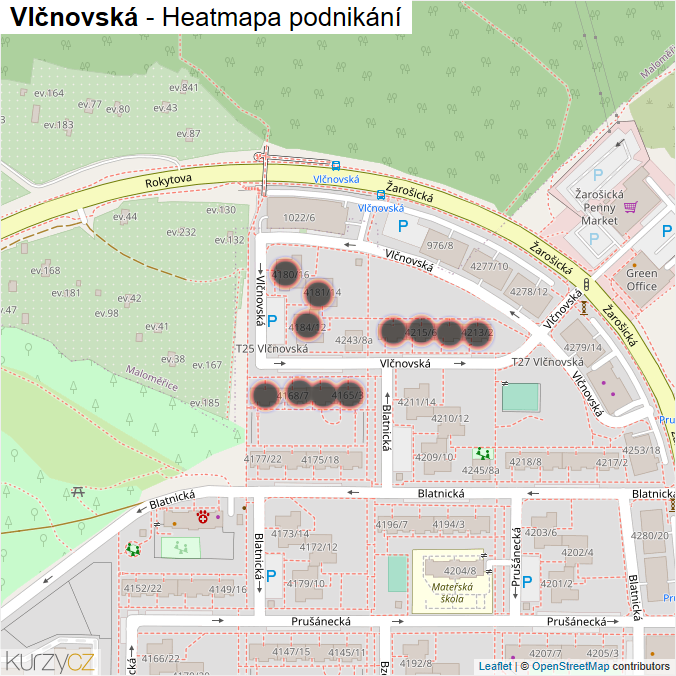 Mapa Vlčnovská - Firmy v ulici.