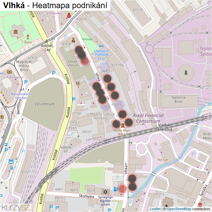 Mapa Vlhká - Firmy v ulici.