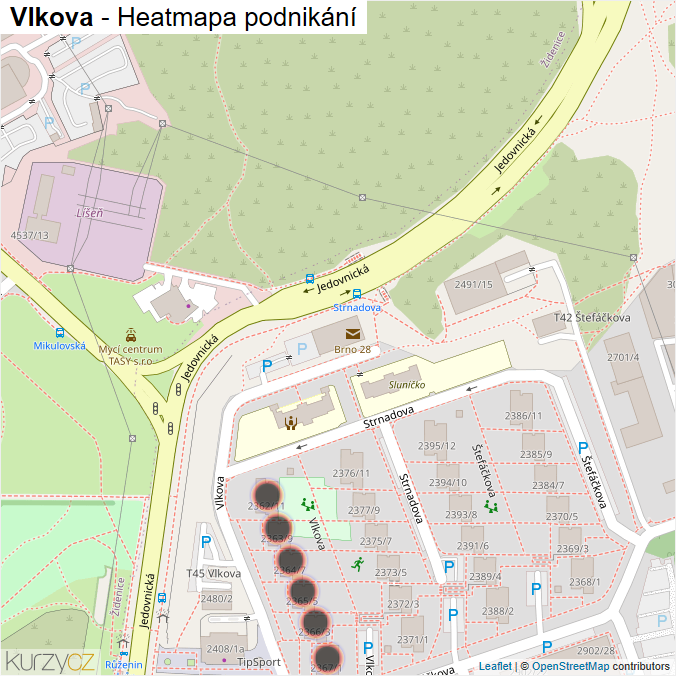 Mapa Vlkova - Firmy v ulici.
