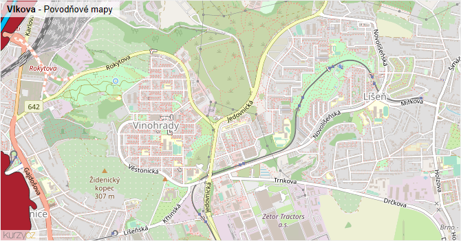 Vlkova - záplavové mapy stoleté vody