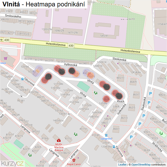 Mapa Vlnitá - Firmy v ulici.