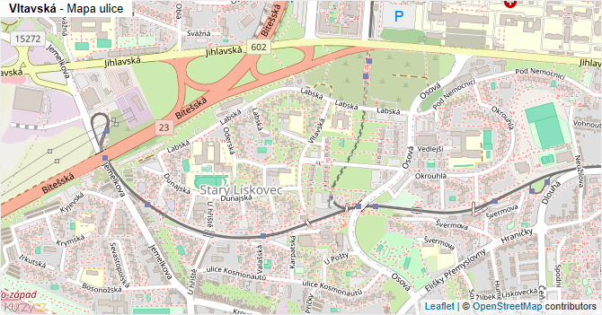 Vltavská - mapa ulice