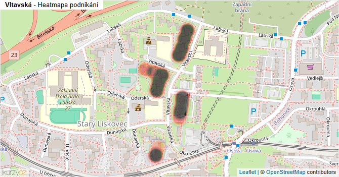 Vltavská - mapa podnikání