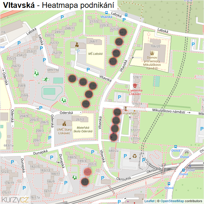 Mapa Vltavská - Firmy v ulici.