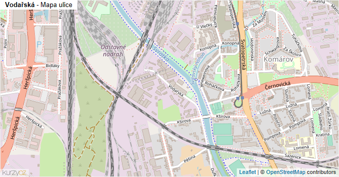 Vodařská - mapa ulice