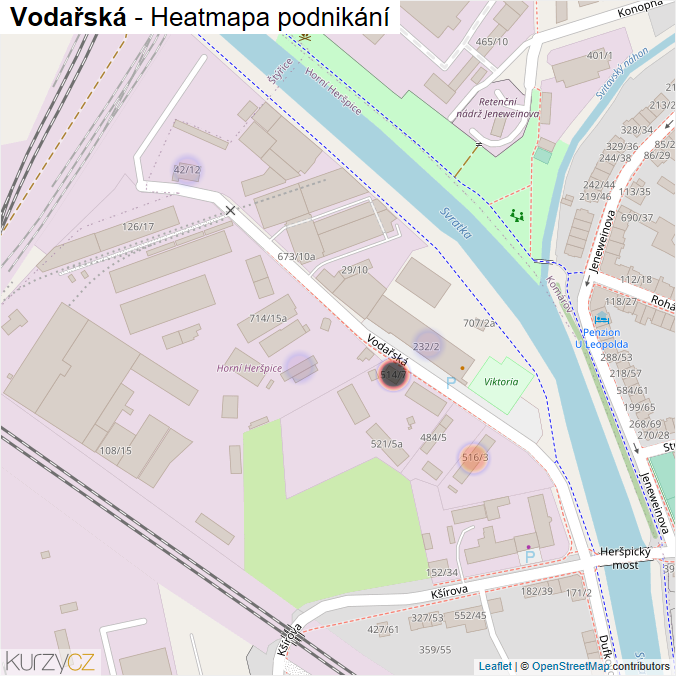 Mapa Vodařská - Firmy v ulici.
