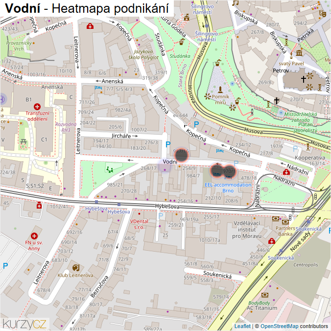 Mapa Vodní - Firmy v ulici.