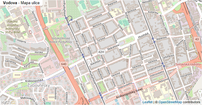 Vodova - mapa ulice