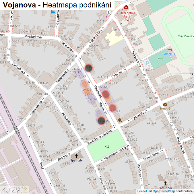 Mapa Vojanova - Firmy v ulici.