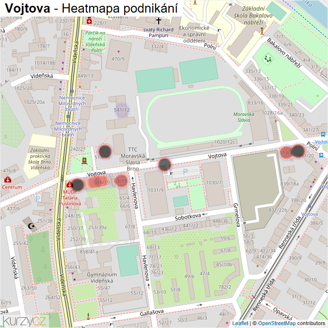 Mapa Vojtova - Firmy v ulici.