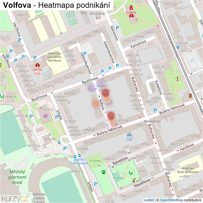 Mapa Volfova - Firmy v ulici.