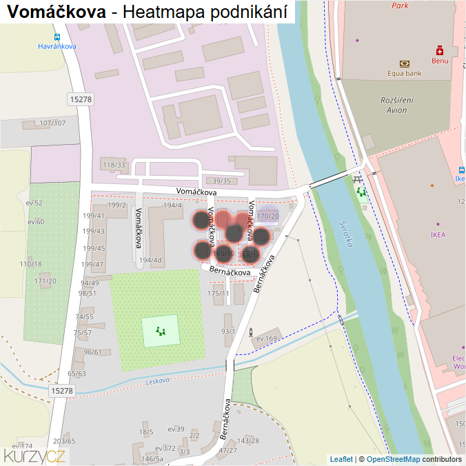 Mapa Vomáčkova - Firmy v ulici.