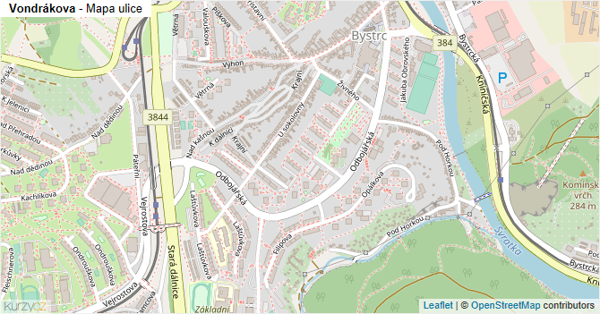 Vondrákova - mapa ulice