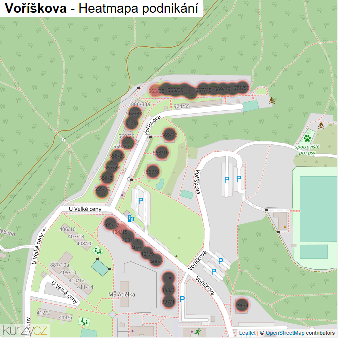 Mapa Voříškova - Firmy v ulici.