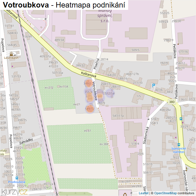 Mapa Votroubkova - Firmy v ulici.