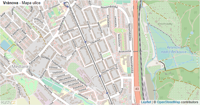 Vránova - mapa ulice