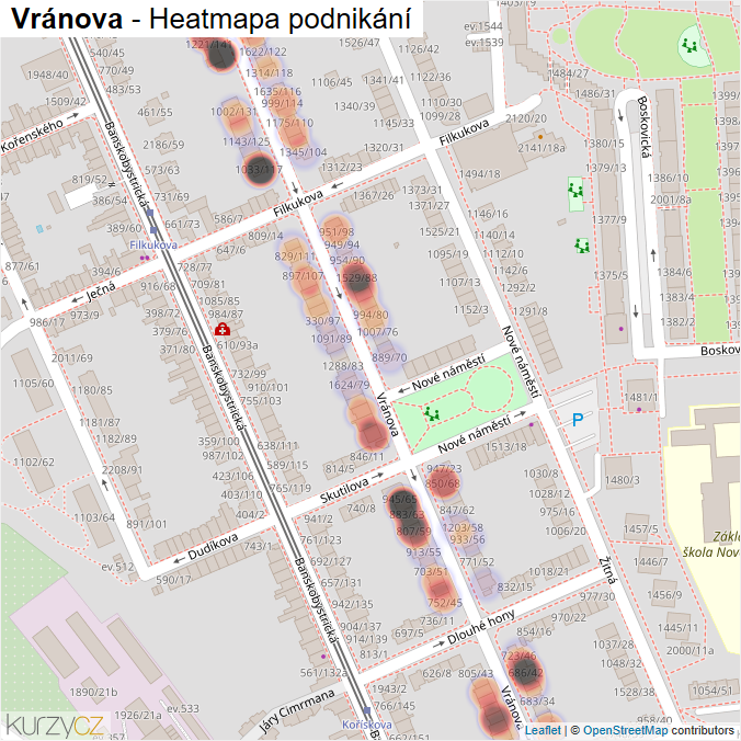 Mapa Vránova - Firmy v ulici.