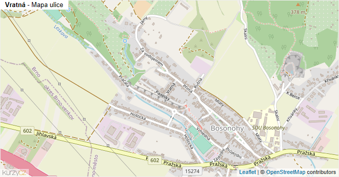 Vratná - mapa ulice