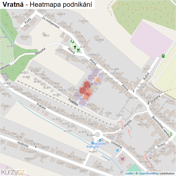 Mapa Vratná - Firmy v ulici.