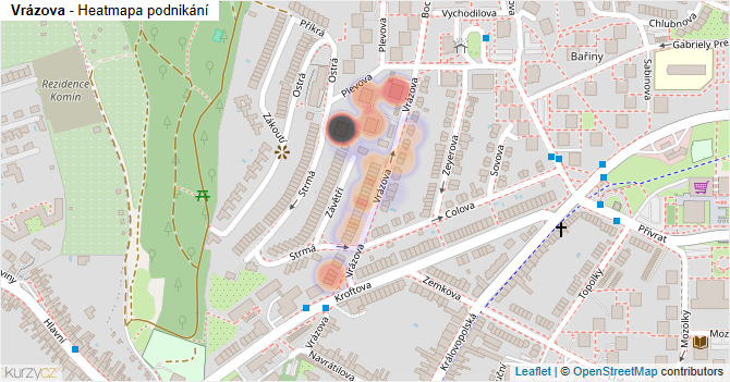 Vrázova - mapa podnikání