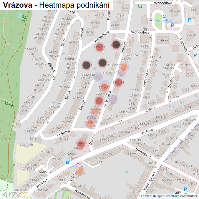 Mapa Vrázova - Firmy v ulici.