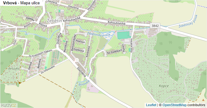 Vrbová - mapa ulice