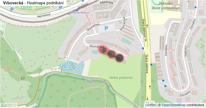 Vrbovecká - mapa podnikání