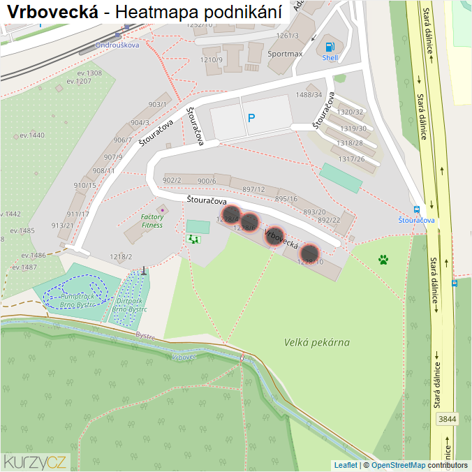 Mapa Vrbovecká - Firmy v ulici.