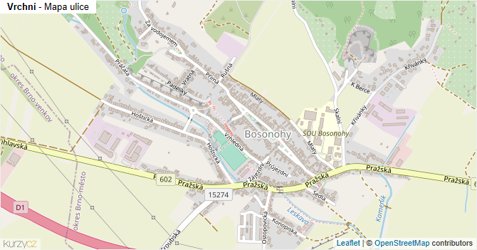 Vrchní - mapa ulice