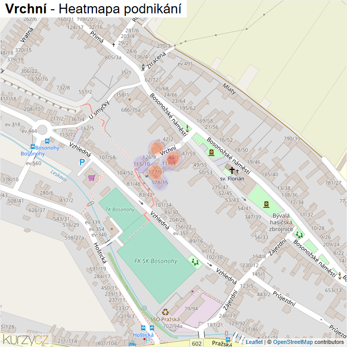 Mapa Vrchní - Firmy v ulici.