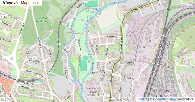 Vřesová - mapa ulice
