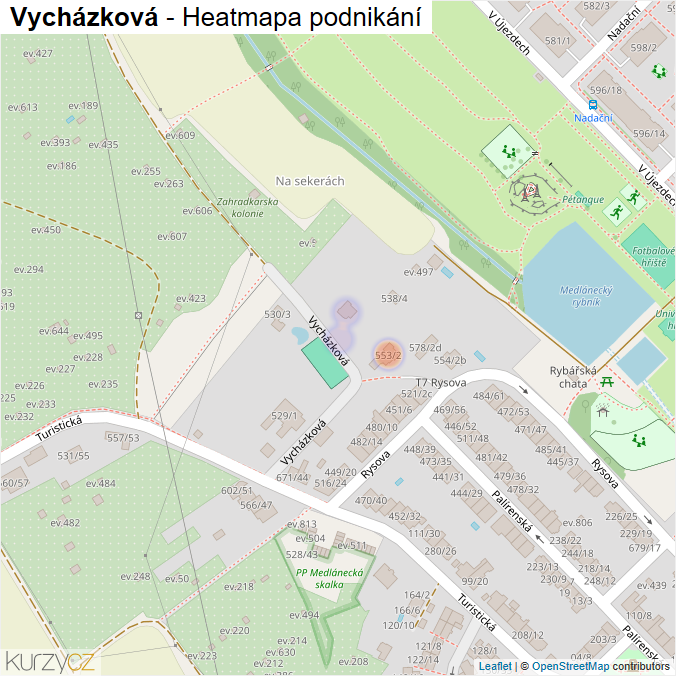 Mapa Vycházková - Firmy v ulici.