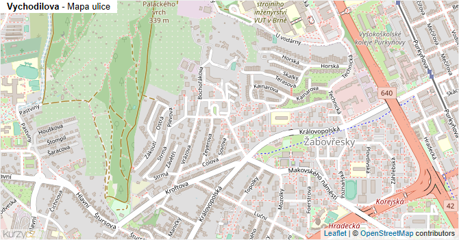 Vychodilova - mapa ulice