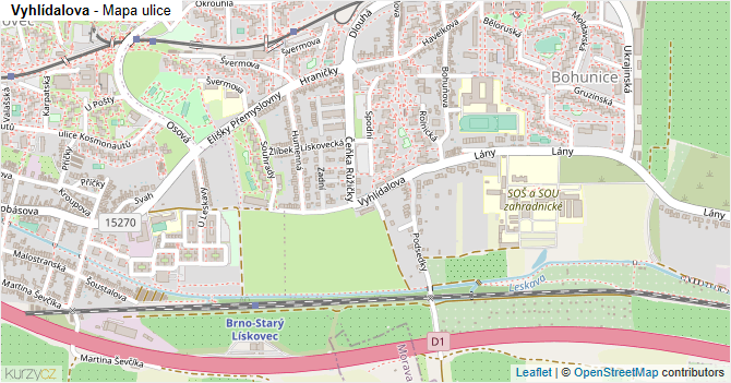Vyhlídalova - mapa ulice