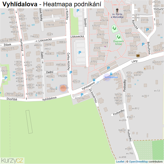 Mapa Vyhlídalova - Firmy v ulici.