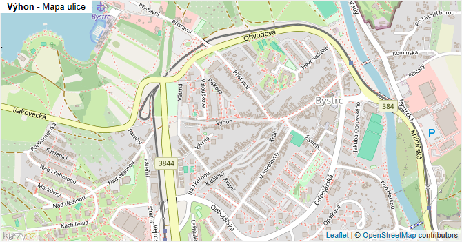 Výhon - mapa ulice