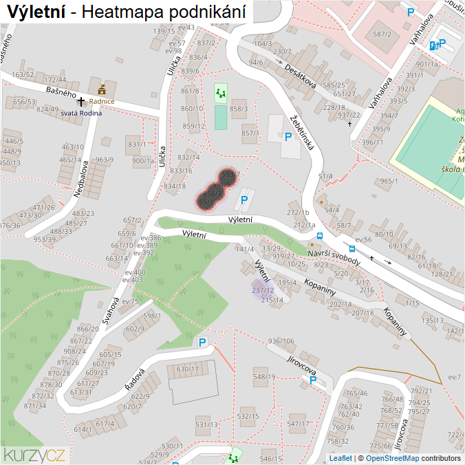 Mapa Výletní - Firmy v ulici.