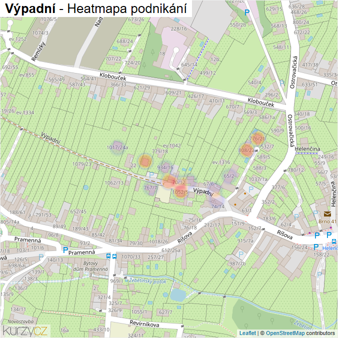Mapa Výpadní - Firmy v ulici.