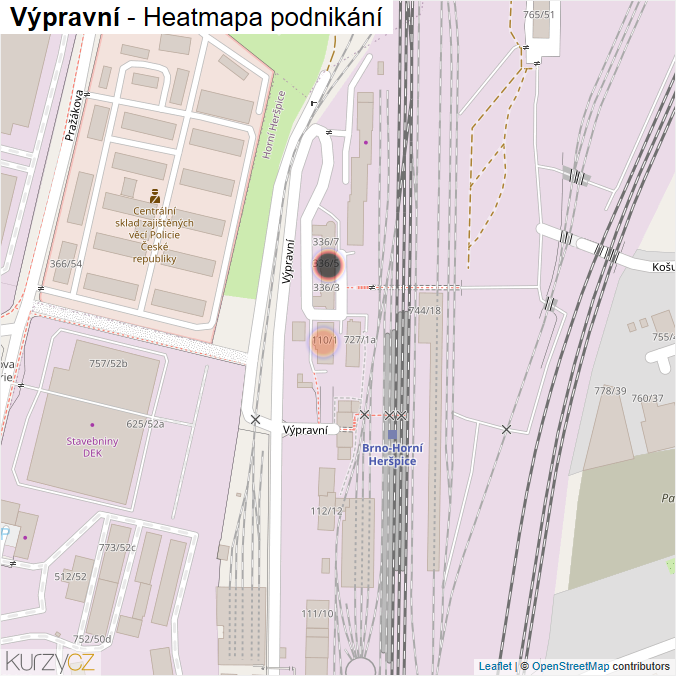 Mapa Výpravní - Firmy v ulici.