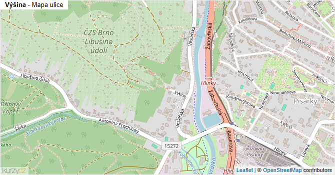 Výšina - mapa ulice