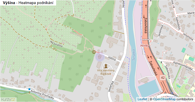 Výšina - mapa podnikání