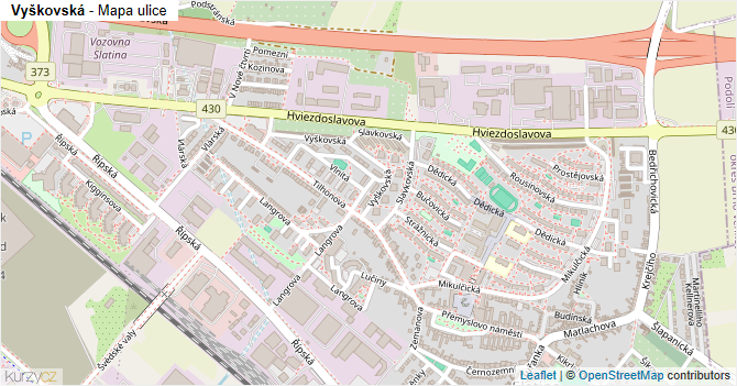 Vyškovská - mapa ulice