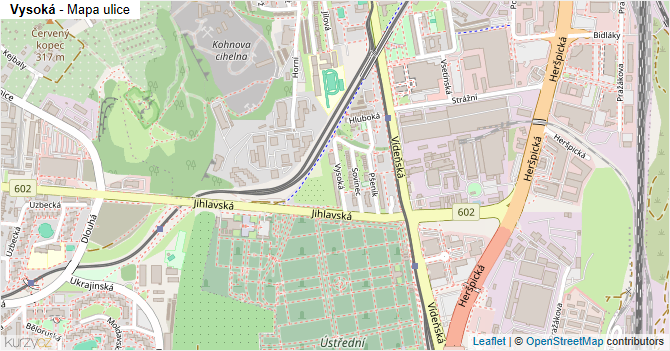 Vysoká - mapa ulice