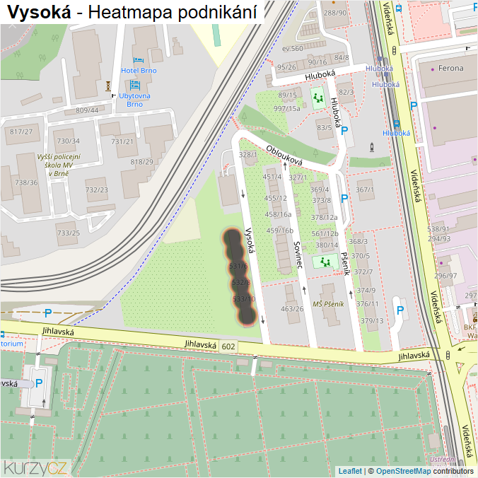 Mapa Vysoká - Firmy v ulici.